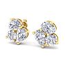 1 1/2 Carat Lab Grown Diamond Cluster Stud Earrings In 14 Karat Yellow Gold Image-1