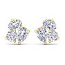 1 1/2 Carat Lab Grown Diamond Cluster Stud Earrings In 14 Karat Yellow Gold Image-2