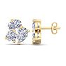 1 1/2 Carat Lab Grown Diamond Cluster Stud Earrings In 14 Karat Yellow Gold Image-4