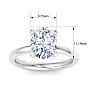 3 Carat Oval Shape Lab Grown Diamond Ring In 14K White Gold, Solitaire Image-5