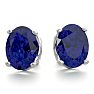 3 Carat Oval Shape Sapphire Stud Earrings In Sterling Silver Image-2