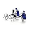 3 Carat Oval Shape Sapphire Stud Earrings In Sterling Silver Image-3