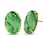 Previously Owned 14K Yellow Gold 19x14mm Antique Songbird Carved Jadite Earrings Image-1