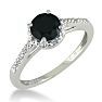 Black Diamond Rings: 1ct White and Black Diamond Engagement Ring in 10k White Gold Image-2