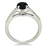 Black Diamond Rings: 1ct White and Black Diamond Engagement Ring in 10k White Gold Image-3
