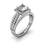 1 1/2 Carat Triple Band Princess Cut Halo Diamond Engagement Ring in 14 Karat White Gold Image-2
