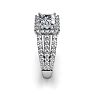 1 1/2 Carat Triple Band Princess Cut Halo Diamond Engagement Ring in 14 Karat White Gold Image-3
