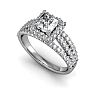 1 1/2 Carat Triple Band Princess Cut Halo Diamond Engagement Ring in 14 Karat White Gold Image-4