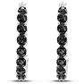 1/4 Carat Black Diamond Halo Look Hoop Earrings, 3/4 Inch.  So Beautiful And Brand New! Image-2