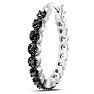 1/4 Carat Black Diamond Halo Look Hoop Earrings, 3/4 Inch.  So Beautiful And Brand New! Image-3