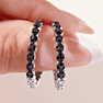 1/4 Carat Black Diamond Halo Look Hoop Earrings, 3/4 Inch.  So Beautiful And Brand New! Image-7