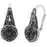 Nearly 1/2 Carat Black Diamond Double Halo Leverback Hoop Earrings, 3/4 Inch Image-1