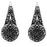 Nearly 1/2 Carat Black Diamond Double Halo Leverback Hoop Earrings, 3/4 Inch Image-2