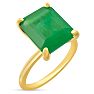 Estate Jewelry 3 Carat 11x9mm Emerald Cut Emerald Ring In 14K Yellow Gold, Size 6.5 Image-2