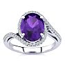 2 1/2 Carat Oval Shape Amethyst and Halo Diamond Ring In 14 Karat White Gold Image-1