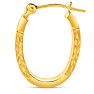 14 Karat Yellow Gold Satin Hoop Earrings, 17.5x12MM Image-4