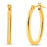 14 Karat Yellow Gold Classic Hoop Earrings, 17.5x12MM Image-1