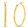 14 Karat Yellow Gold Diamond Cut Hoop Earrings, 20MM Image-1