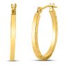 14 Karat Yellow Gold Diamond Cut Hoop Earrings, 16MM Image-1