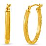 14 Karat Yellow Gold Satin Hoop Earrings, 20x15MM Image-1