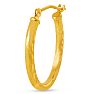 14 Karat Yellow Gold Satin Hoop Earrings, 20x15MM Image-3