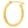 14 Karat Yellow Gold Satin Hoop Earrings, 20x15MM Image-4