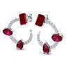 3 Carat Ruby and Lab Grown Diamond Hoop Earrings In 14 Karat White Gold, 3/4 Inch Image-1