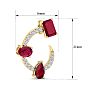 3 Carat Ruby and Lab Grown Diamond Hoop Earrings In 14 Karat Yellow Gold, 3/4 Inch Image-5