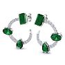 3 Carat Emerald and Lab Grown Diamond Hoop Earrings In 14 Karat White Gold, 3/4 Inch Image-1