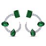 3 Carat Emerald and Lab Grown Diamond Hoop Earrings In 14 Karat White Gold, 3/4 Inch Image-3