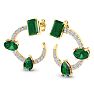 3 Carat Emerald and Lab Grown Diamond Hoop Earrings In 14 Karat Yellow Gold, 3/4 Inch Image-1