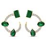3 Carat Emerald and Lab Grown Diamond Hoop Earrings In 14 Karat Yellow Gold, 3/4 Inch Image-3