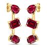 Ruby Earrings 5 Carat Ruby Drop Earrings In 14 Karat Yellow Gold, 1 Inch Image-2