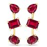 Ruby Earrings 5 Carat Ruby Drop Earrings In 14 Karat Yellow Gold, 1 Inch Image-3