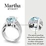 Martha Stewart 6 3/4 Carat Oval Shape Aquamarine and Lab Grown Diamond Hidden Halo Ring In Sterling Silver Image-3