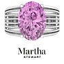 Martha Stewart 6 3/4 Carat Oval Shape Pink Sapphire and Lab Grown Diamond Hidden Halo Ring In Sterling Silver Image-1