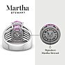 Martha Stewart 6 3/4 Carat Oval Shape Pink Sapphire and Lab Grown Diamond Hidden Halo Ring In Sterling Silver Image-2