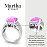 Martha Stewart 6 3/4 Carat Oval Shape Pink Sapphire and Lab Grown Diamond Hidden Halo Ring In Sterling Silver Image-3