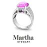 Martha Stewart 6 3/4 Carat Oval Shape Pink Sapphire and Lab Grown Diamond Hidden Halo Ring In Sterling Silver Image-8