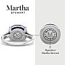 Martha Stewart 4 1/2 Carat Oval Shape Sapphire and Lab Grown Diamond Ring In Sterling Silver Image-2
