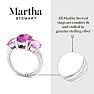 Martha Stewart 5 Carat Oval Shape Pink Sapphire and Lab Grown Diamond Three Stone Plus Ring In Sterling Silver Image-4