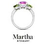 Martha Stewart 5 Carat Oval Shape Pink Sapphire, Peridot and Lab Grown Diamond Three Stone Plus Ring In Sterling Silver Image-10