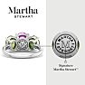 Martha Stewart 5 Carat Oval Shape Pink Sapphire, Peridot and Lab Grown Diamond Three Stone Plus Ring In Sterling Silver Image-2