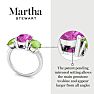 Martha Stewart 5 Carat Oval Shape Pink Sapphire, Peridot and Lab Grown Diamond Three Stone Plus Ring In Sterling Silver Image-3