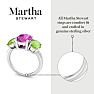 Martha Stewart 5 Carat Oval Shape Pink Sapphire, Peridot and Lab Grown Diamond Three Stone Plus Ring In Sterling Silver Image-4