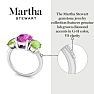 Martha Stewart 5 Carat Oval Shape Pink Sapphire, Peridot and Lab Grown Diamond Three Stone Plus Ring In Sterling Silver Image-7