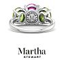 Martha Stewart 5 Carat Oval Shape Pink Sapphire, Peridot and Lab Grown Diamond Three Stone Plus Ring In Sterling Silver Image-8