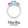 Martha Stewart 5 Carat Oval Shape Blue Topaz, Pink Sapphire and Lab Grown Diamond Three Stone Plus Ring In Sterling Silver Image-10