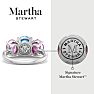 Martha Stewart 5 Carat Oval Shape Blue Topaz, Pink Sapphire and Lab Grown Diamond Three Stone Plus Ring In Sterling Silver Image-2
