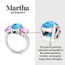 Martha Stewart 5 Carat Oval Shape Blue Topaz, Pink Sapphire and Lab Grown Diamond Three Stone Plus Ring In Sterling Silver Image-3